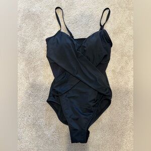 Embrace your curves by Miracle brand black swimsuit L NWOT